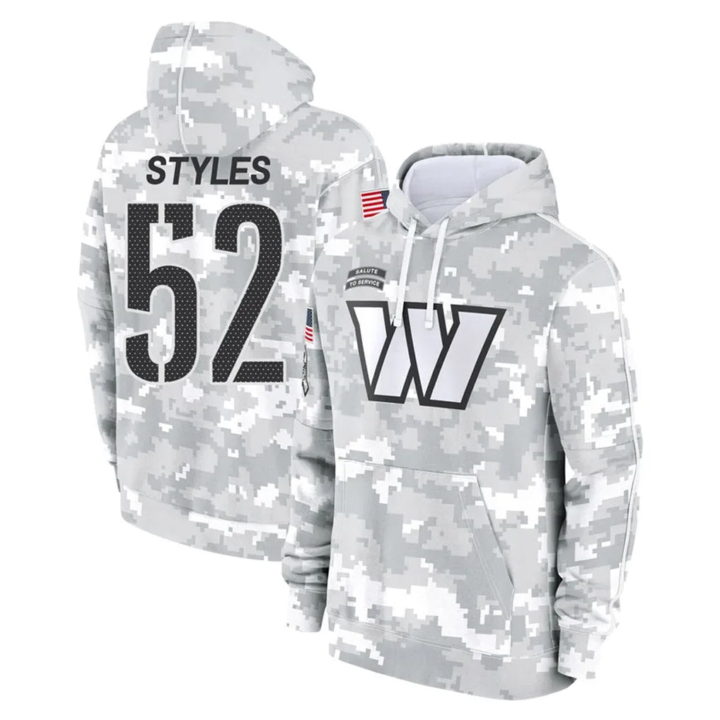 Cooneas W.Commanders #52 Sonny Styles Player Arctic Camo Limited Salute to Service Pullover Hoodies Game Stitched Jerseys