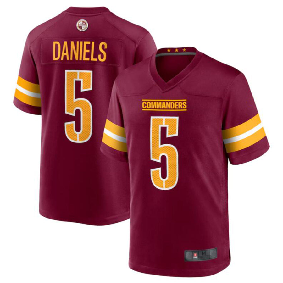 Cooneas W.Commanders #5 Jayden Daniels Burgundy 2024 Draft First Round Pick Player Game Stitched Jerseys