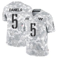 Cooneas W.Commanders #5 Jayden Daniels Player Limited Arctic Camo Salute to Service Stitched Jerseys