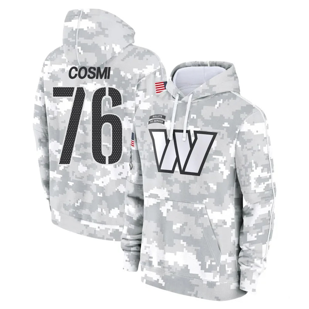 Cooneas W.Commanders #76 Sam Cosmi Player Arctic Camo Limited Salute to Service Pullover Hoodies Game Stitched Jerseys
