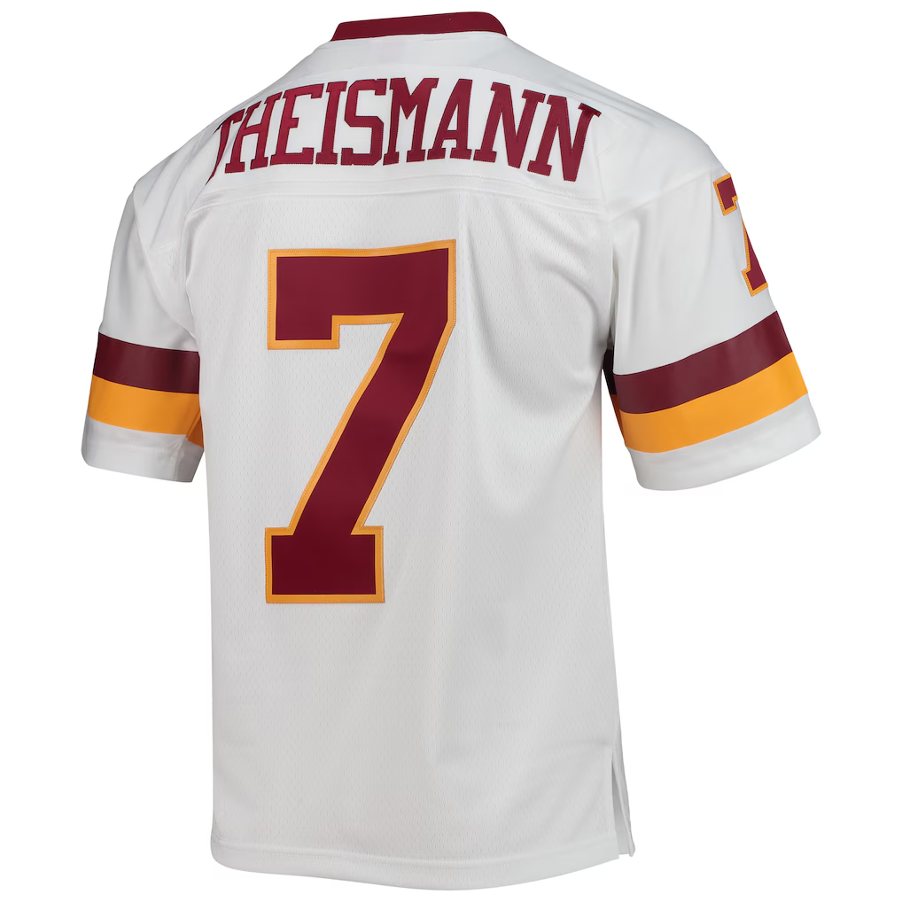 Cooneas W.Commanders #7 Joe Theismann Mitchell & Ness White Legacy Replica Stitched Puhic Jersey
