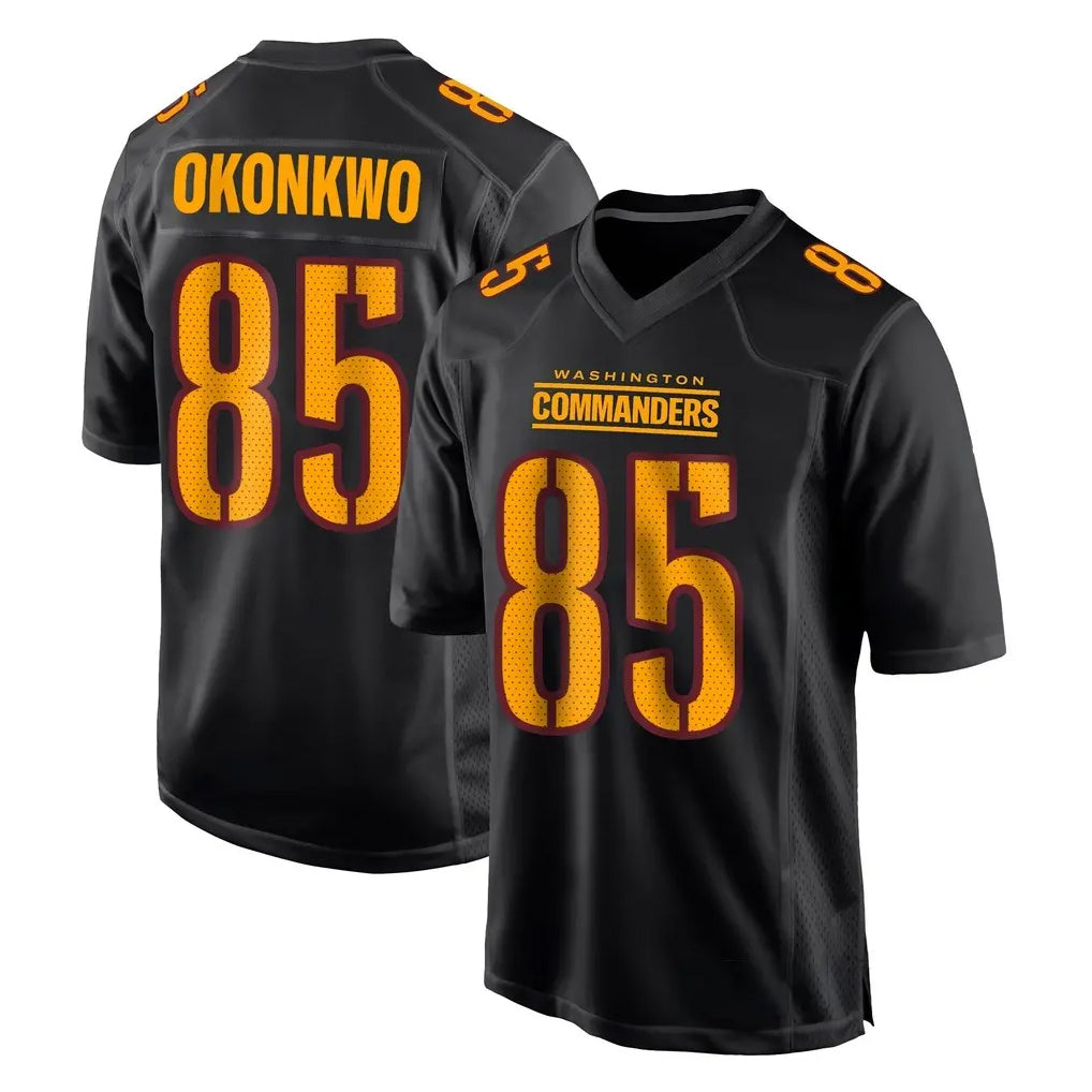 Cooneas W.Commanders #85 Chig Okonkwo Player Black Carbon Fashion Home Game Stitched Jerseys
