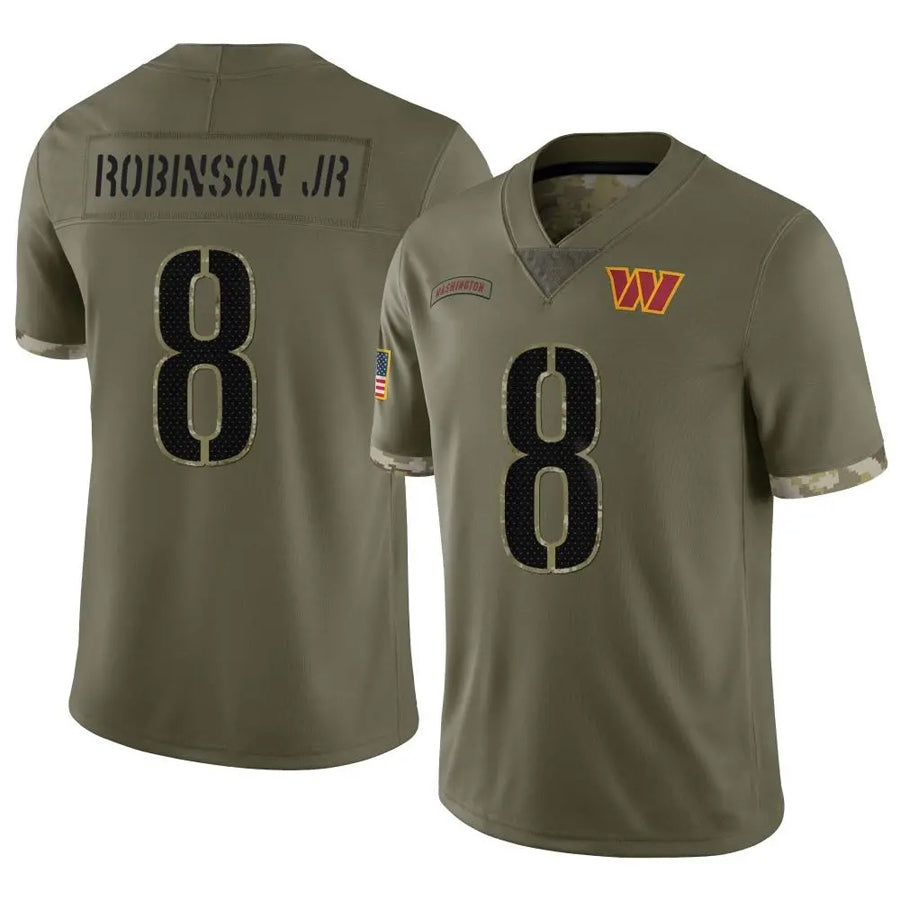 Cooneas W.Commanders #8 Brian Robinson Jr. Player Olive Salute To Service Limited Stitched Jerseys