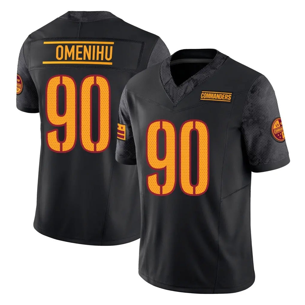 Cooneas W.Commanders #90 Charles Omenihu Player Black Limited Vapor F.U.S.E. Home Game Stitched Jerseys