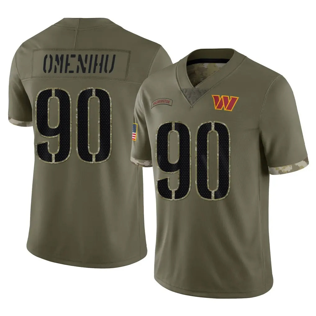 Cooneas W.Commanders #90 Charles Omenihu Player Olive Salute To Service Limited Home Game Stitched Jerseys