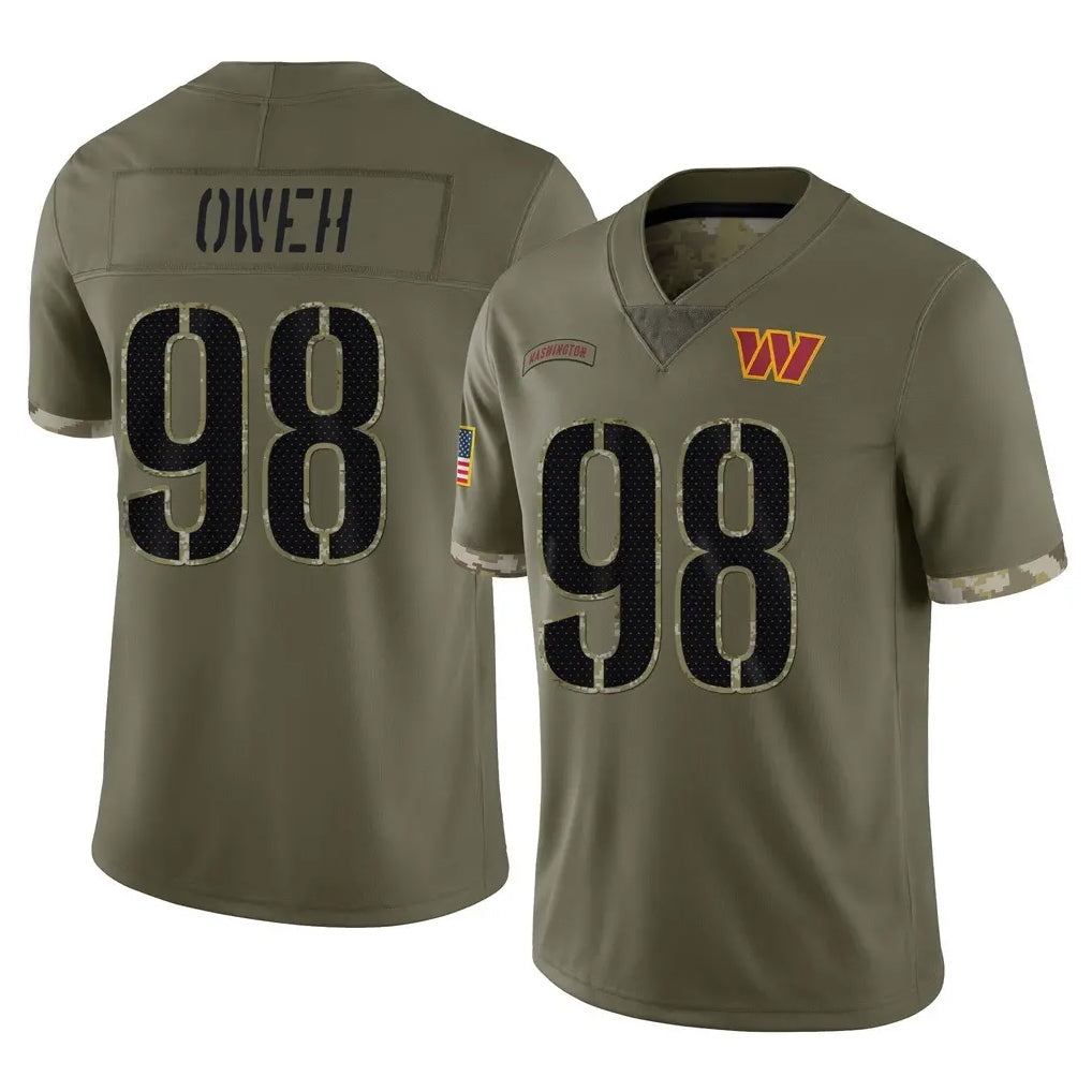 Cooneas W.Commanders #98 Odafe Oweh Player Olive Salute To Service Limited Home Game Stitched Jerseys