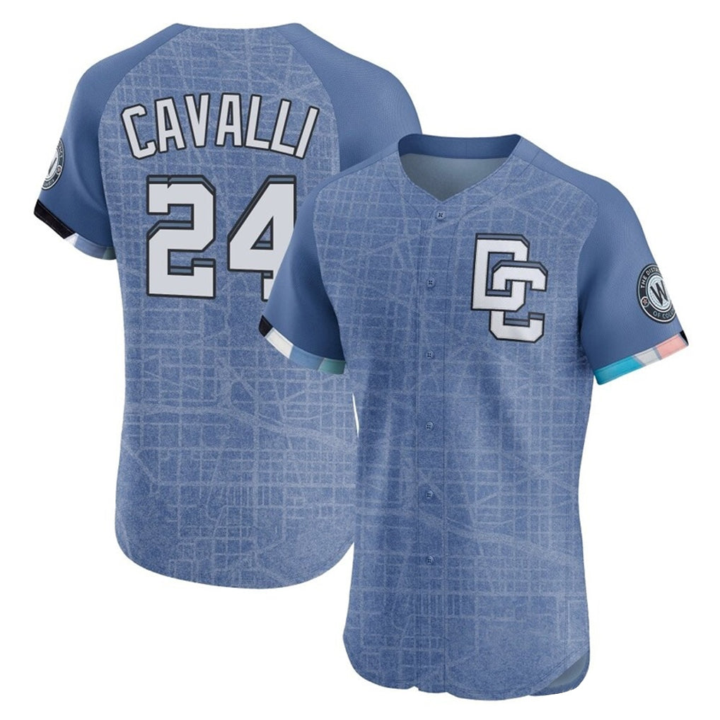 Cooneas W.Nationals #24 Cade Cavalli Player Blue City Connect Elite Limited Stitched Jerseys