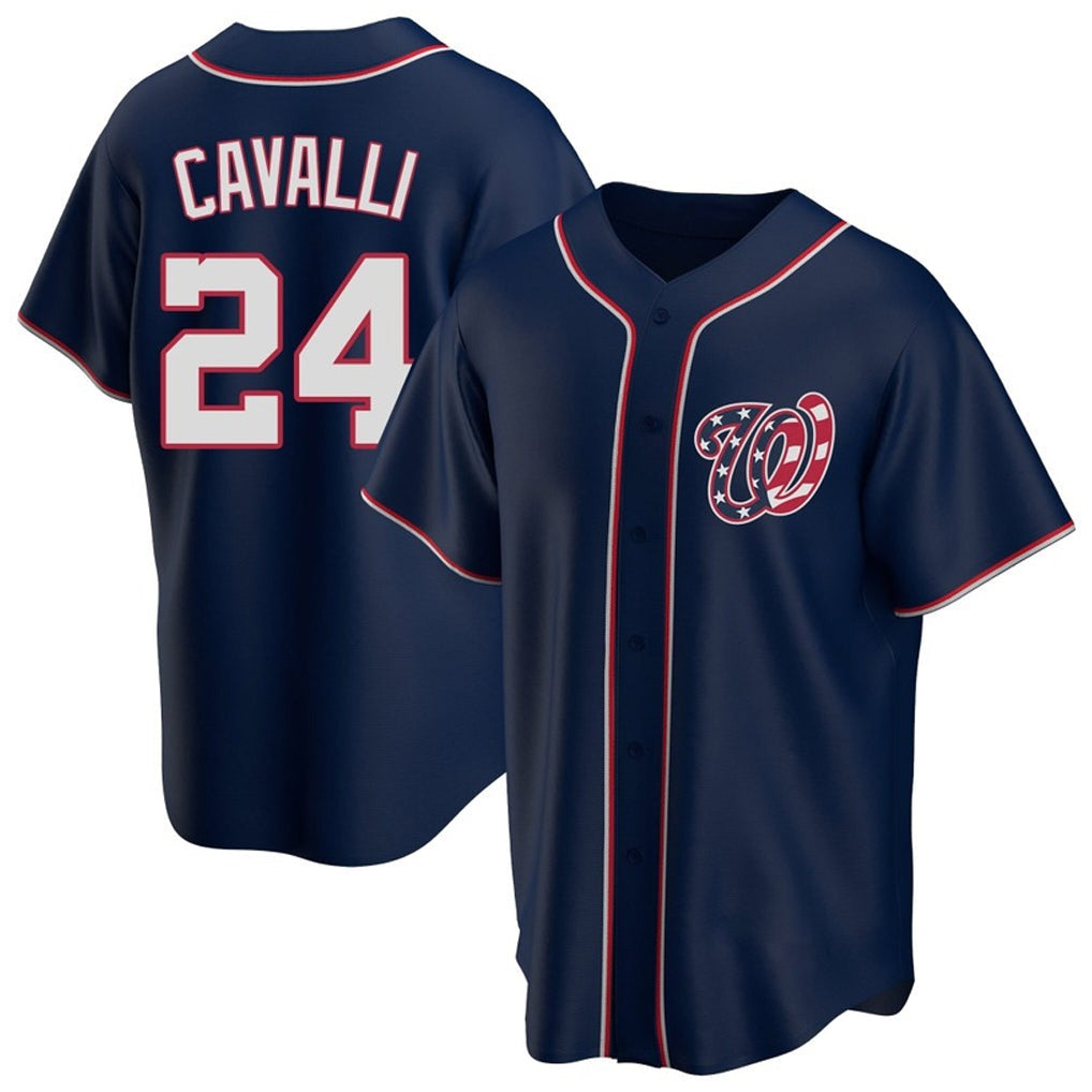 Cooneas W.Nationals #24 Cade Cavalli Player Navy Blue Replica Game Stitched Jerseys