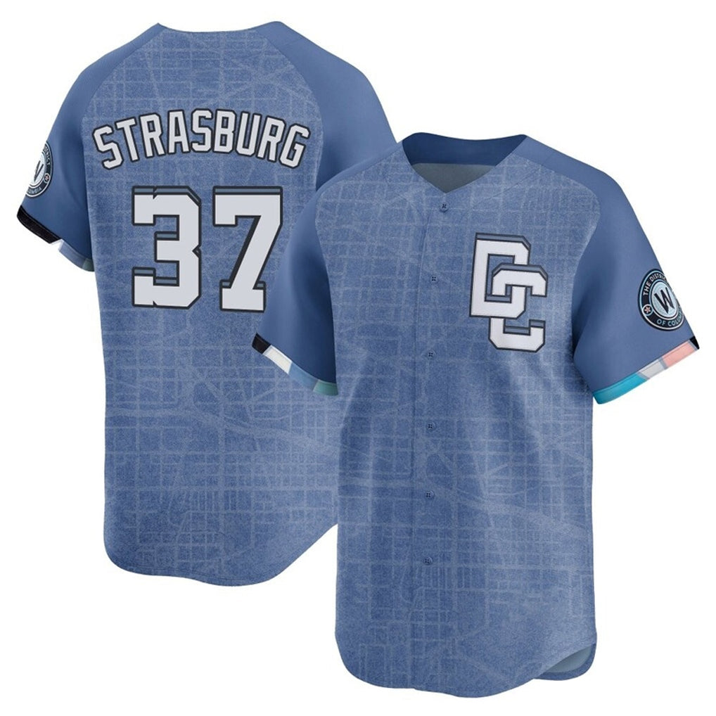 Cooneas W.Nationals #37 Stephen Strasburg Player Blue City Connect Elite Stitched Jerseys