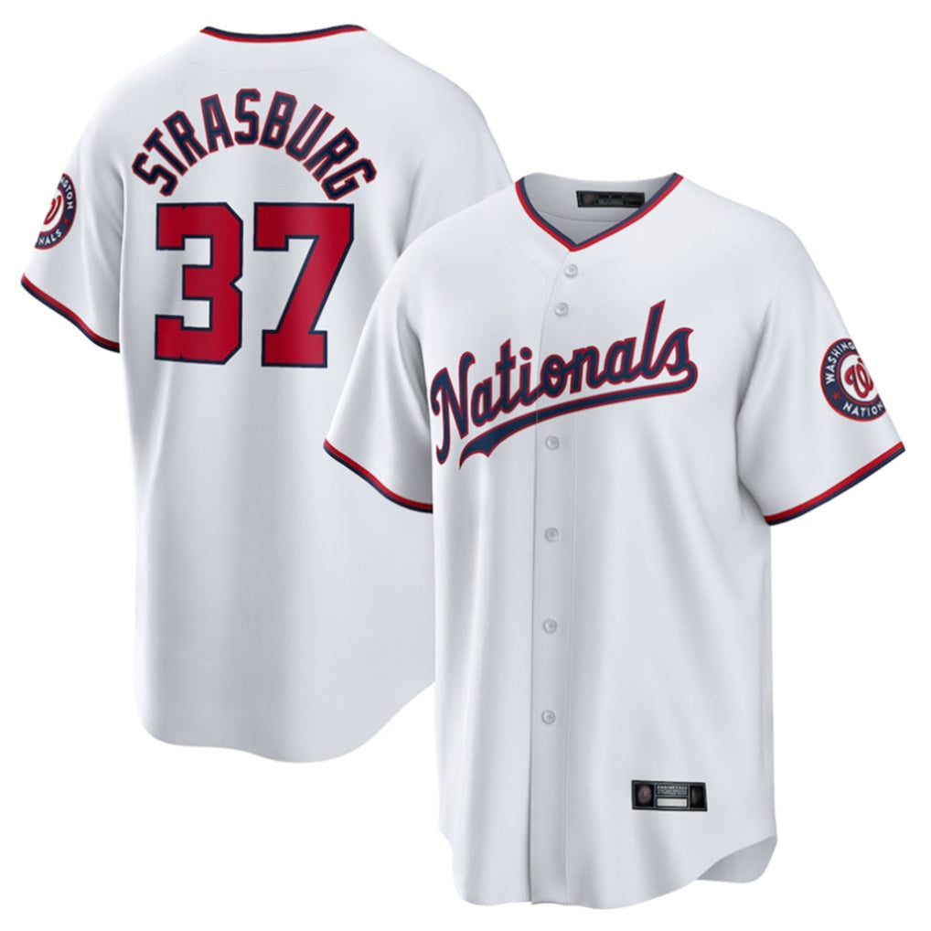 Cooneas W.Nationals #37 Stephen Strasburg Player White Home Game Stitched Jerseys