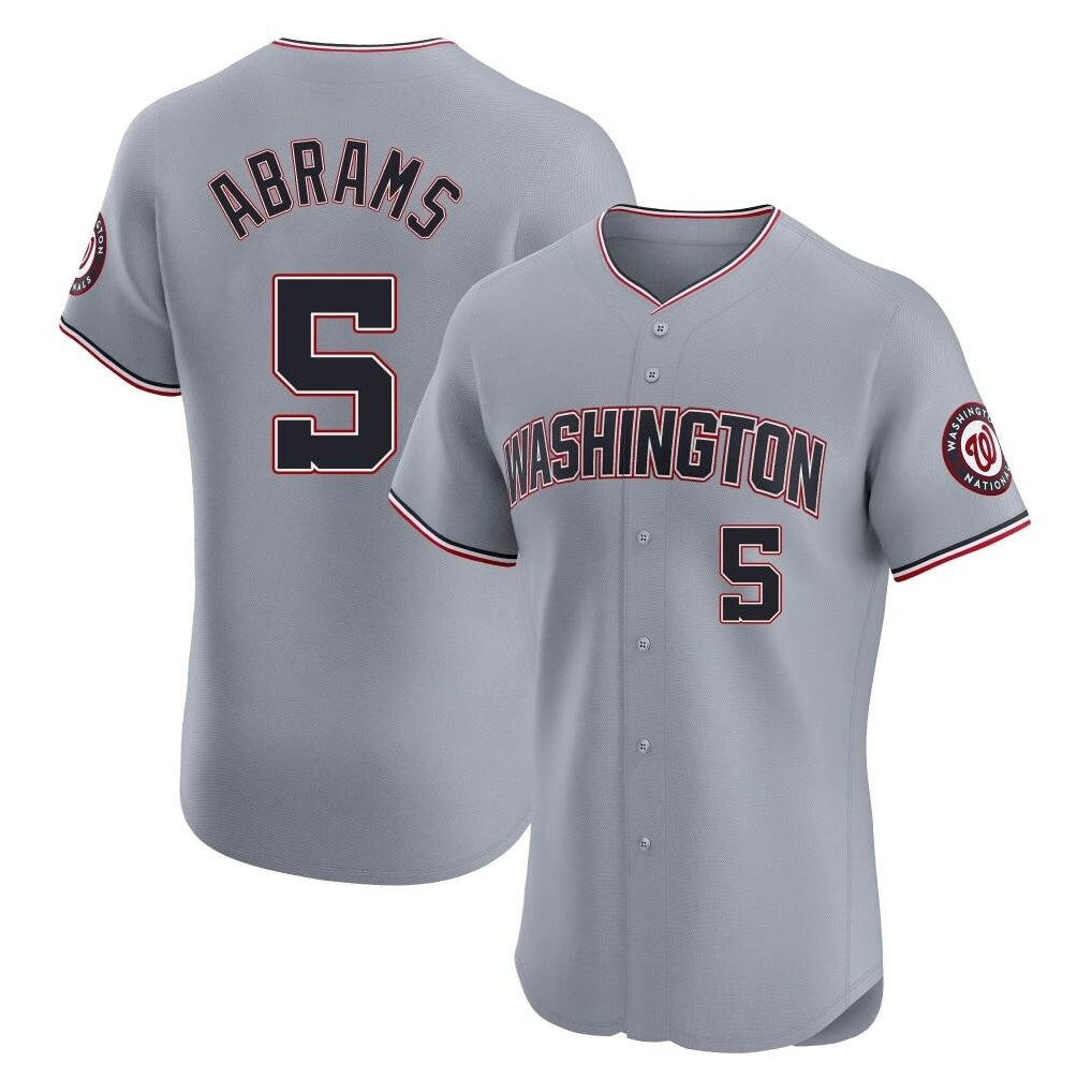 Cooneas W.Nationals #5 CJ Abrams Player Gray Elite Road Replica Stitched Jerseys