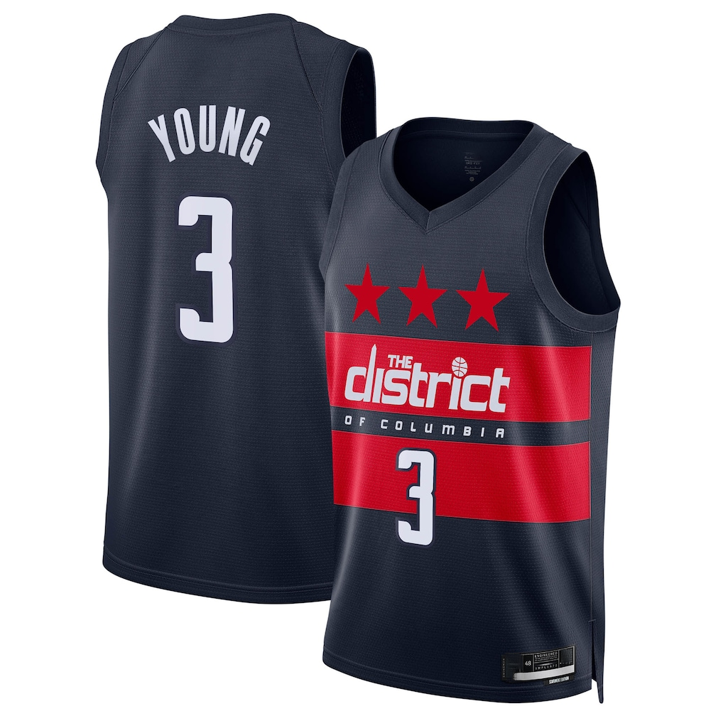 Cooneas W.Wizards #3 Trae Young Navy Swingman Jerseys - Statement Edition