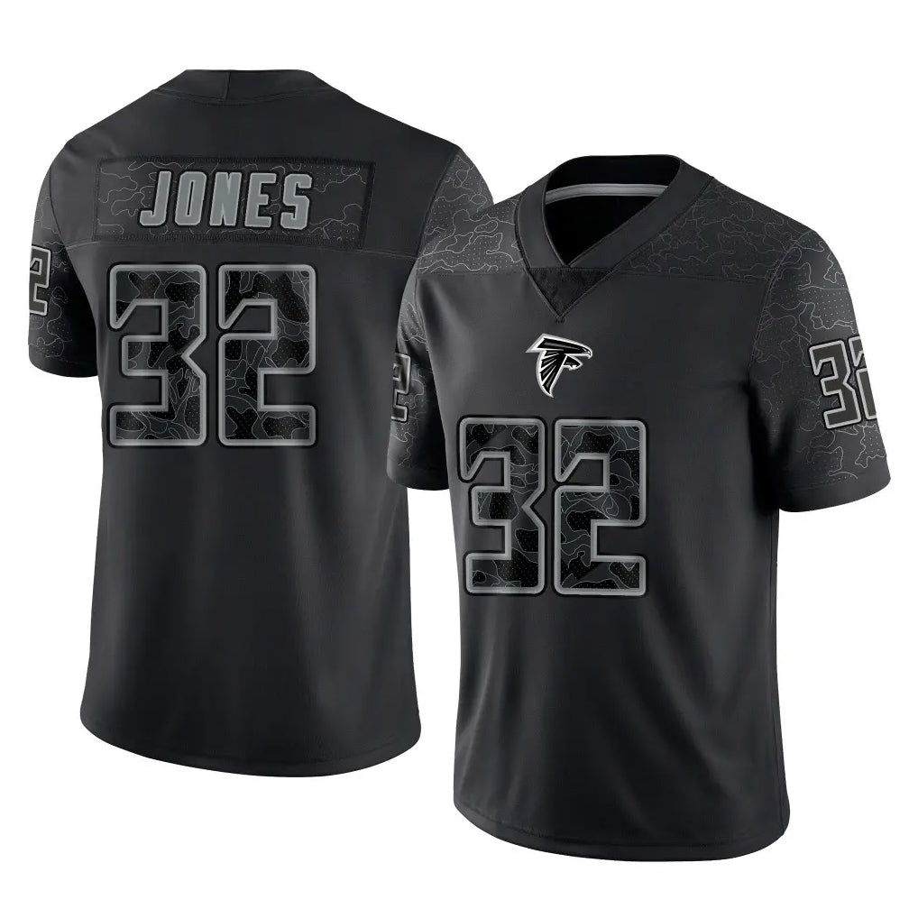 A.Falcons #32 Cash Jones Player Black RFLCTV Limited Game Cooneas Stitched Jerseys