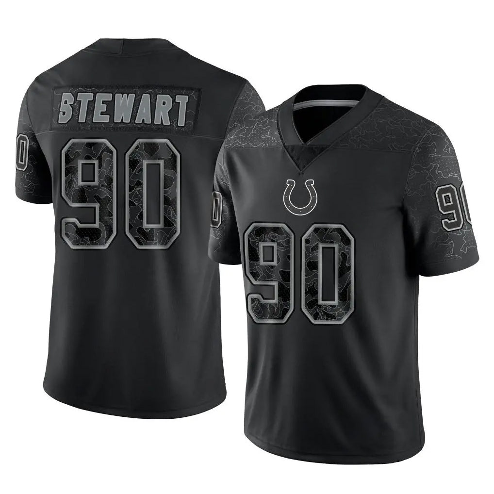IN.Colts #90 Grover Stewart Player Black Reflective Limited Game Cooneas Stitched Jerseys
