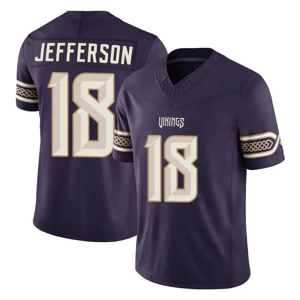 MN.Vikings #18 Justin Jefferson Player Purple Limited 2026 Rivalries Collection Home Game Cooneas Stitched Jerseys
