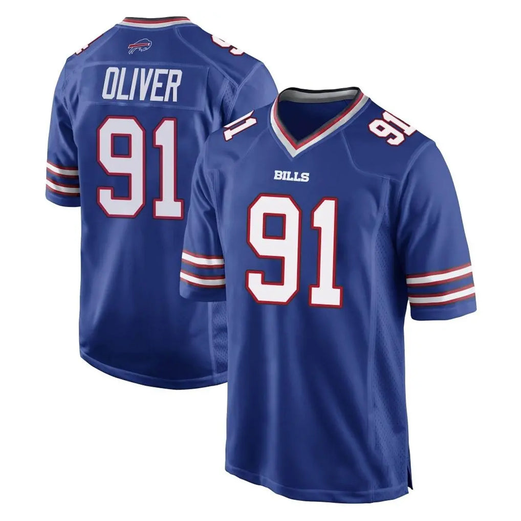 B.Bills #91 Ed Oliver Player Royal Home Game Cooneas Stitched Jerseys
