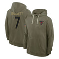 A.Cardinals #7 Jacoby Brissett Player Olive Salute to Service Pullover Hoodies Limited Cooneas Stitched Jerseys