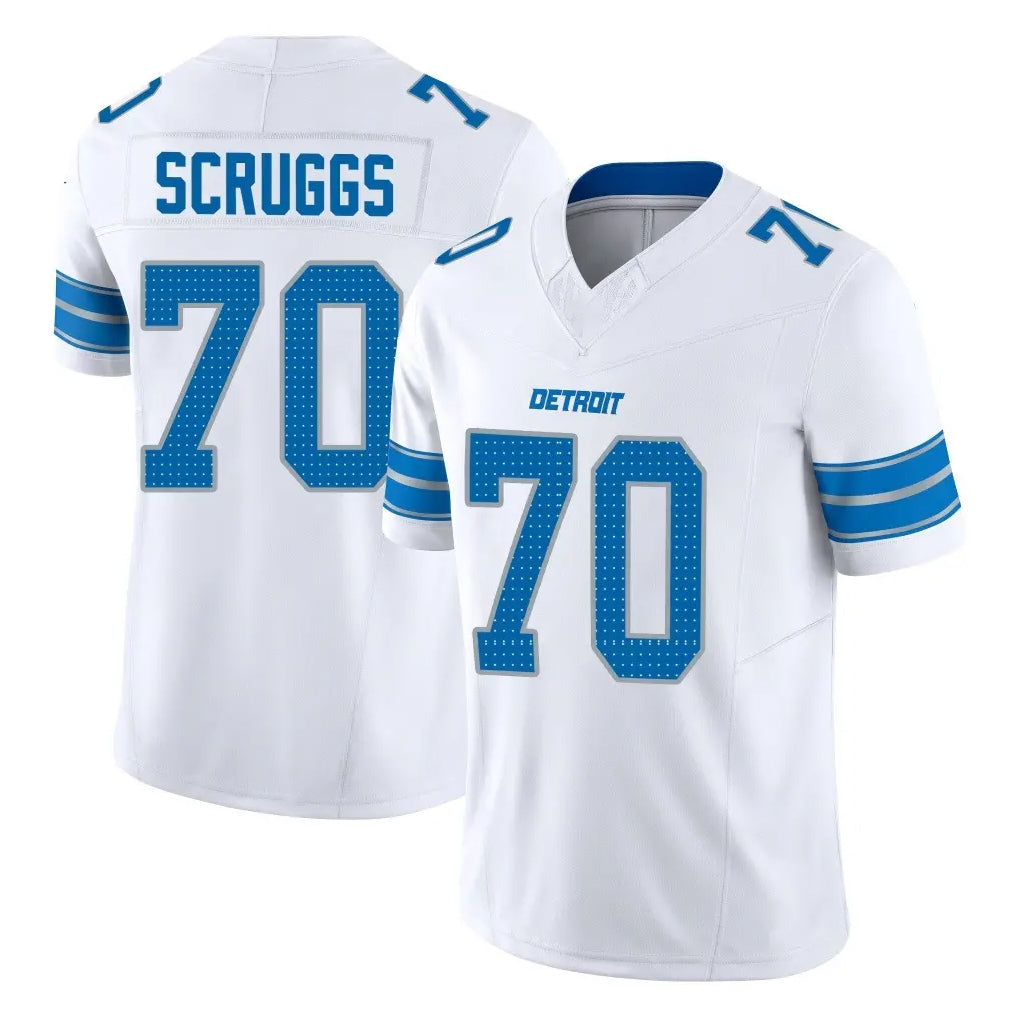 D.Lions #70 Juice Scruggs Player White Limited Vapor F.U.S.E. Alternate Home Game Cooneas Stitched Jerseys