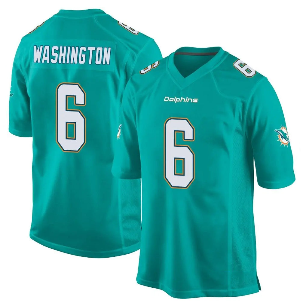 M.Dolphins #6 Malik Washington Player Aqua Team Color Home Game Cooneas Stitched Jerseys