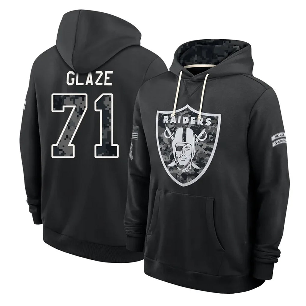LV.Raiders #71 DJ Glaze Player 2026 Black Logo Pullover Hoodies Limited Game Stitched Jerseys