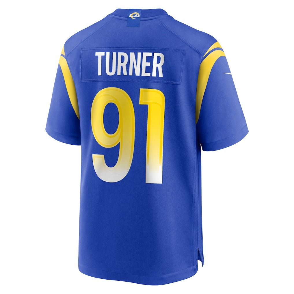 Cooneas LA.Rams #91 Kobie Turner Royal Home Game Jersey