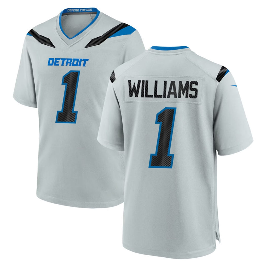 D.Lions #1 Jameson Williams Player Silver 2026 Rivalries Collection Home Game Cooneas Stitched Jerseys