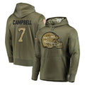C.Browns #7 Tyson Campbell Player Olive Salute to Service Pullover Hoodies Home Game Cooneas Stitched Jerseys