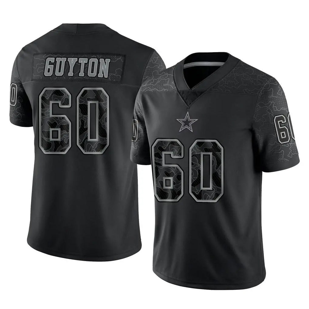 D.Cowboys #60 Tyler Guyton Player Black Limited Reflective Home Game Cooneas Stitched Jerseys