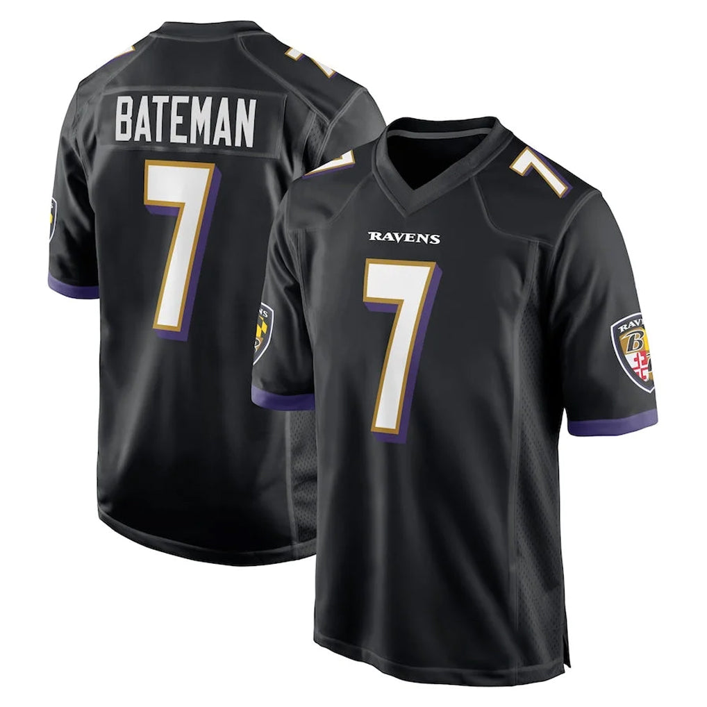 B.Ravens #7 Rashod Bateman Player Black Home Game Cooneas Stitched Jerseys