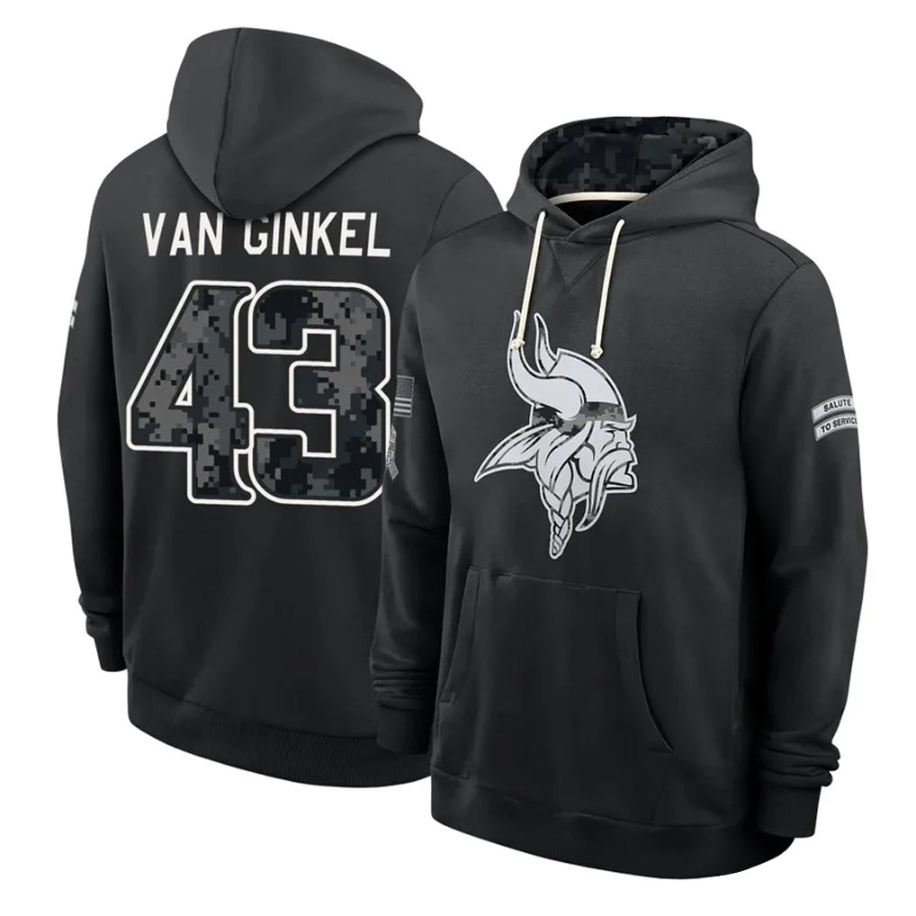 MN.Vikings #43 Andrew Van Ginkel Player 2026 Black Logo Pullover Hoodies Limited Game Cooneas Stitched Jerseys