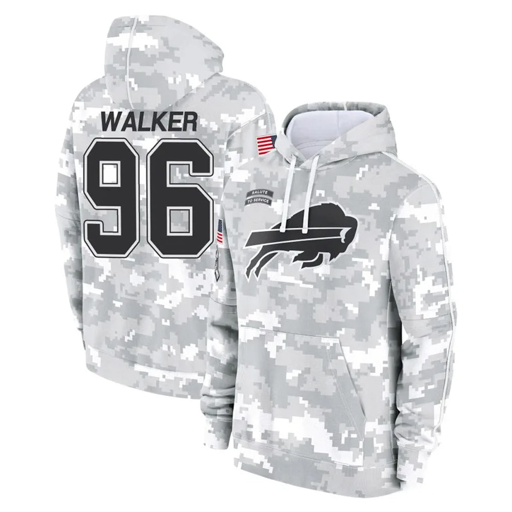 B.Bills #96 Deone Walker Player Arctic Camo Salute to Service Hoodies Cooneas Stitched Jerseys