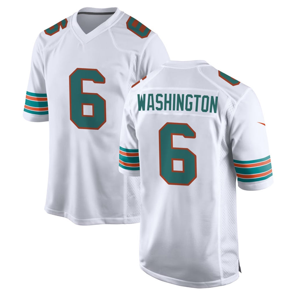 M.Dolphins #6 Malik Washington Player White Limited Home Game Cooneas Stitched Jerseys