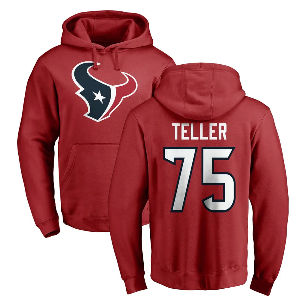 H.Texans #75 Wyatt Teller Player Red Pro Line Pullover Hoodie Limited Game Cooneas Stitched Jerseys