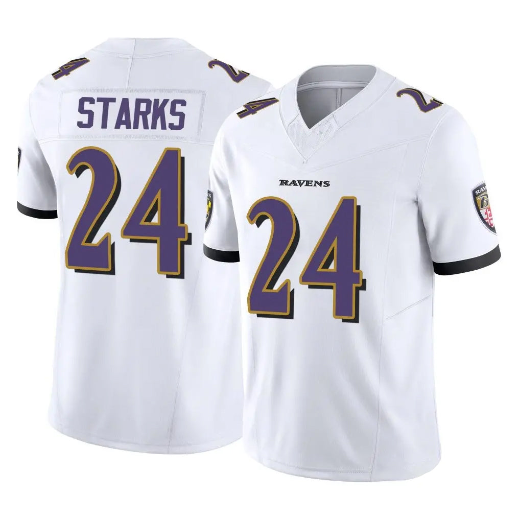 B.Ravens #24 Malaki Starks Player White Vapor F.U.S.E. Limited Home Game Cooneas Stitched Jerseys