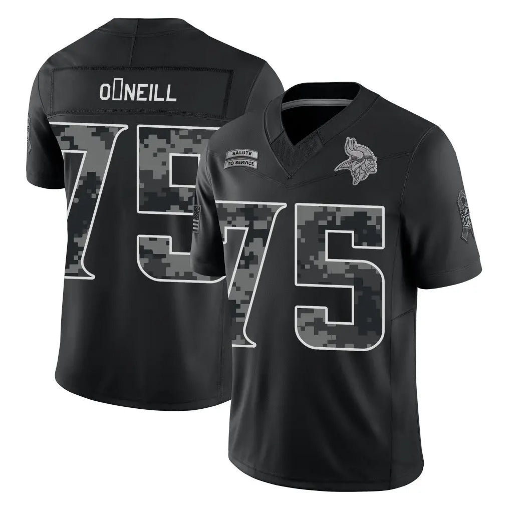 MN.Vikings #75 Brian O'Neill Player Black Limited 2026 Salute to Service Home Game Cooneas Stitched Jerseys