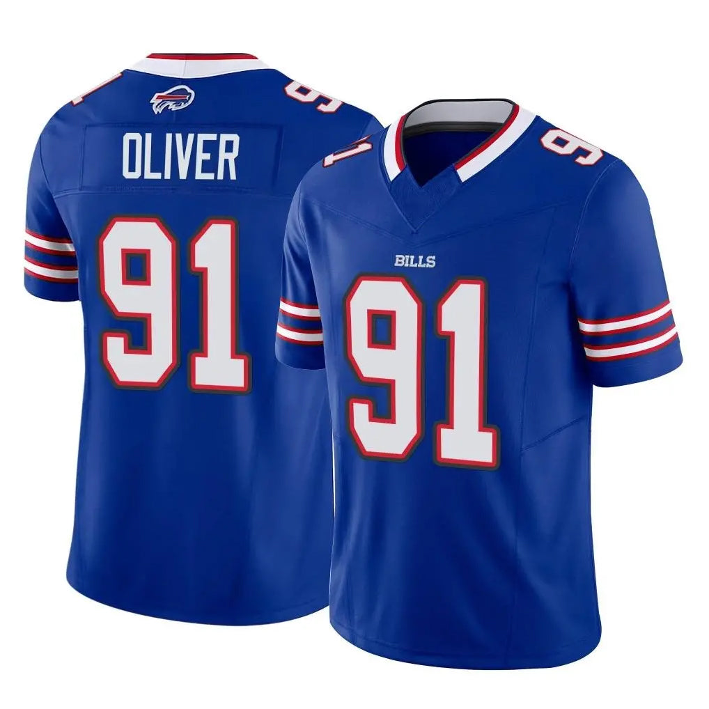 B.Bills #91 Ed Oliver Player Royal Vapor F.U.S.E. Limited Home Game Cooneas Stitched Jerseys
