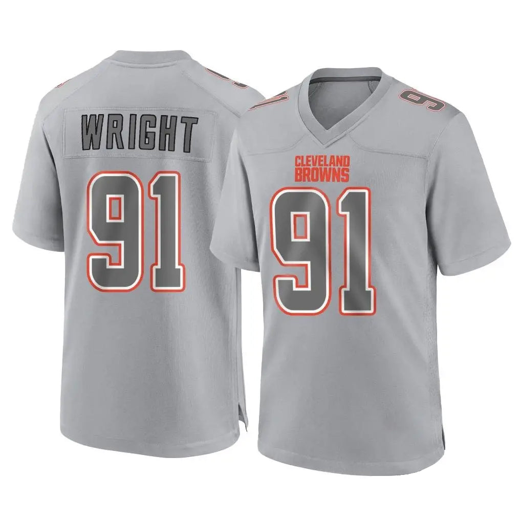 C.Browns #91 Alex Wright Player Gray Atmosphere Fashion Game Cooneas Stitched Jerseys