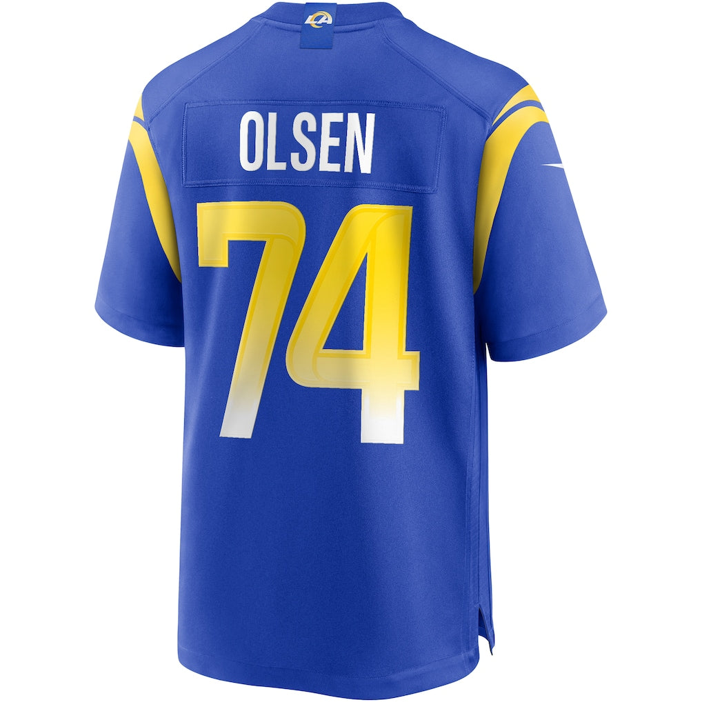 Cooneas LA.Rams #74 Merlin Olsen Royal Game Retired Player Jersey