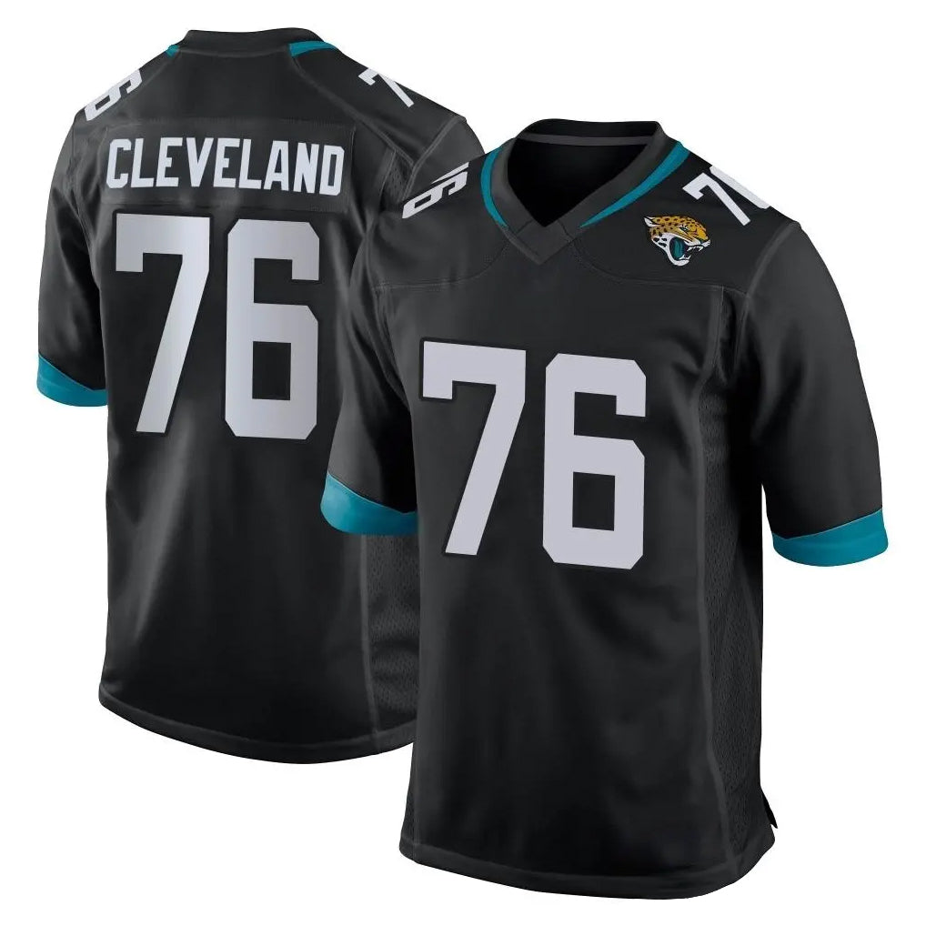 J.Jaguars #76 Ezra Cleveland Player Black Home Game Cooneas Stitched Jerseys