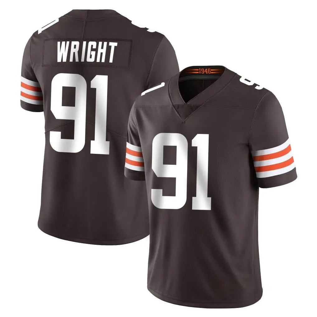 C.Browns #91 Alex Wright Player Brown Color Vapor Untouchable Limited Home Game Cooneas Stitched Jerseys