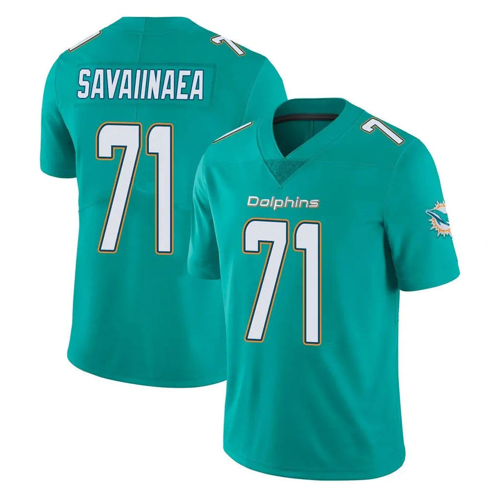 M.Dolphins #71 Jonah Savaiinaea Player Aqua Limited Vapor Untouchable Home Game Cooneas Stitched Jerseys