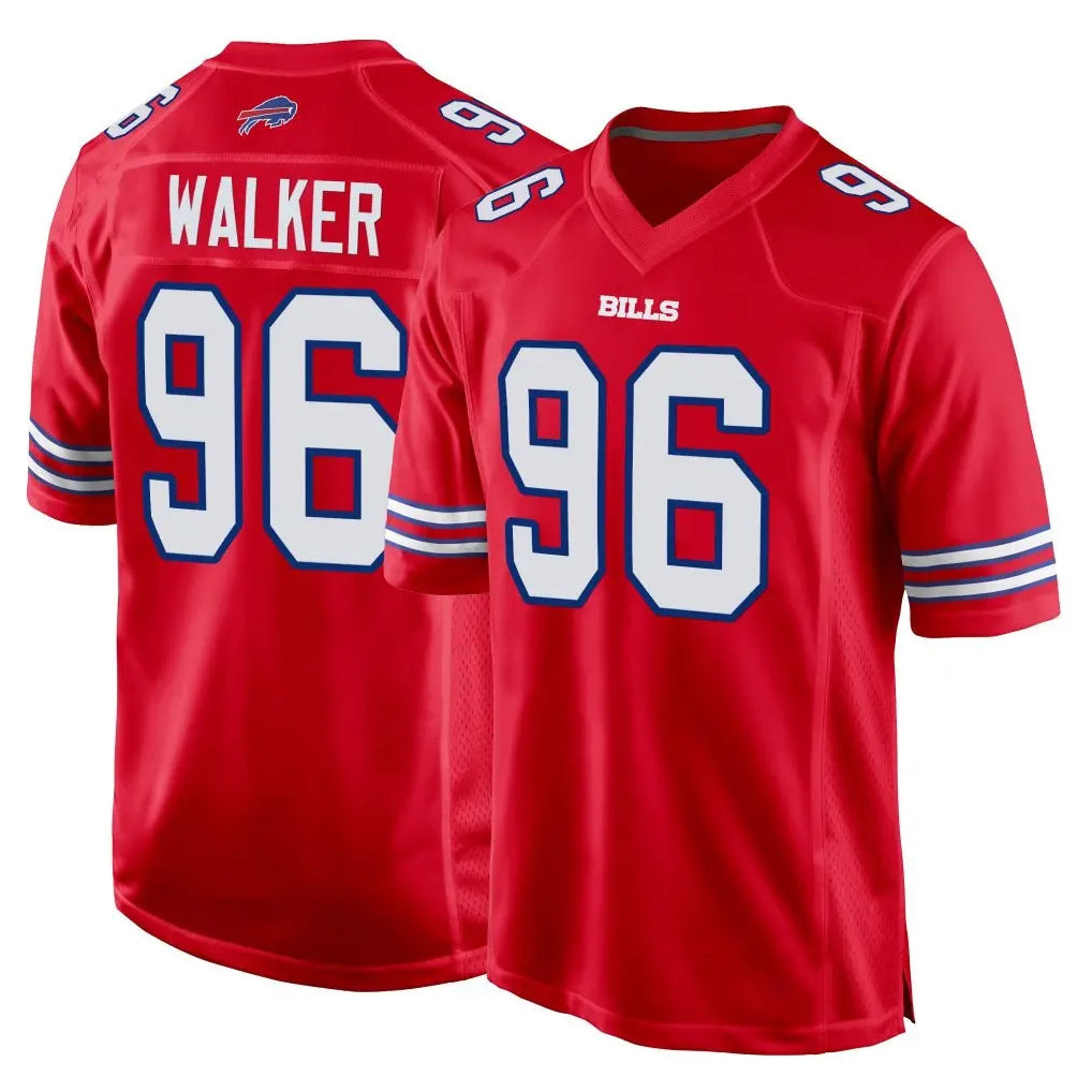 B.Bills #96 Deone Walker Player Red Home Game Cooneas Stitched Jerseys
