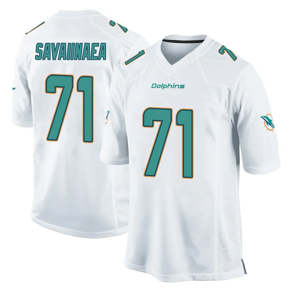 M.Dolphins #71 Jonah Savaiinaea Player White Home Game Cooneas Stitched Jerseys