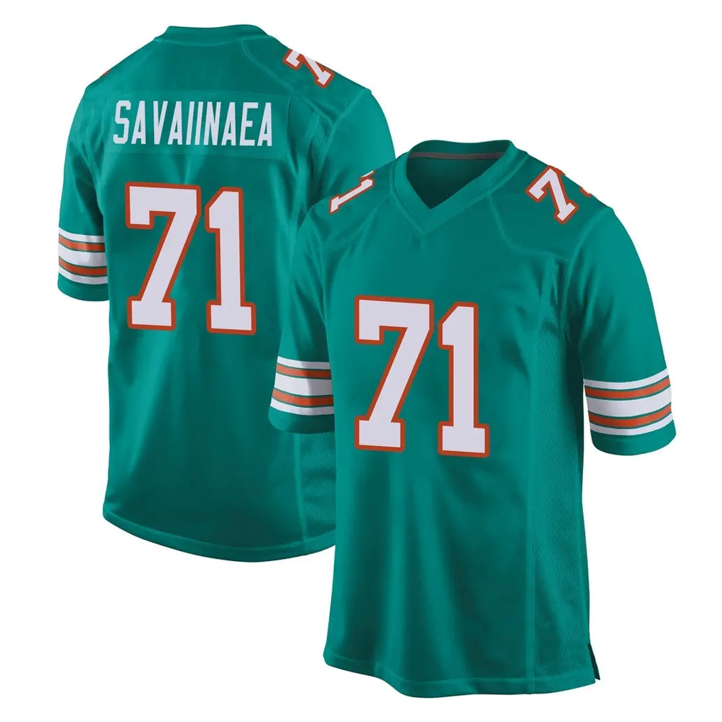 M.Dolphins #71 Jonah Savaiinaea Player Aqua Alternate Home Game Cooneas Stitched Jerseys