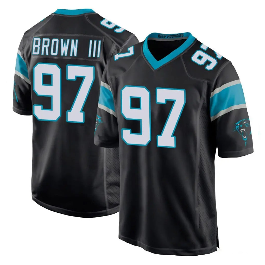 C.Panthers #97 Bobby Brown III Player Black Home Game Cooneas Stitched Jerseys