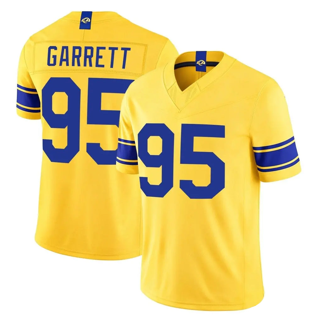 LA.Rams #95 Myles Garrett Player Gold Limited Classic Sol Vapor F.U.S.E.Home Game Cooneas Stitched Jerseys