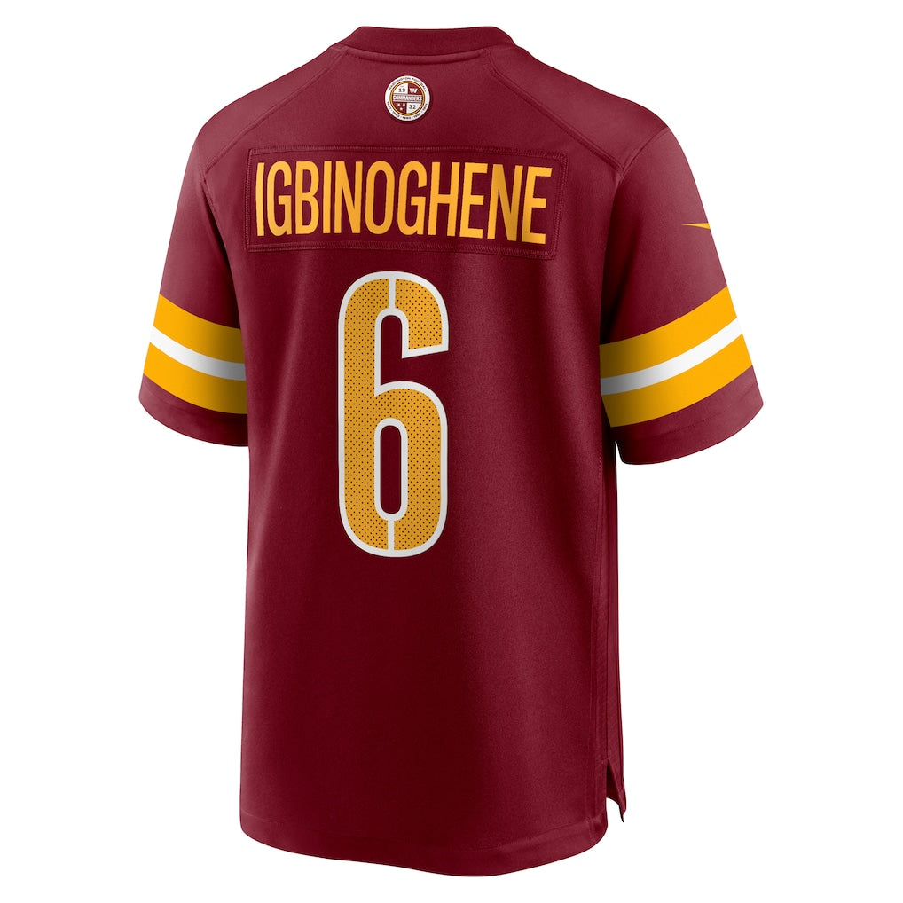 Cooneas W.Commanders #6 Noah Igbinoghene Burgundy Team Game Jersey