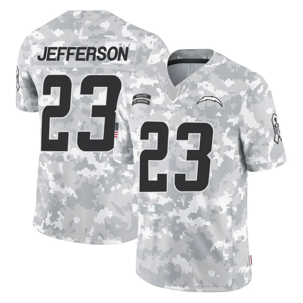 LA.Chargers #23 Tony Jefferson Player Arctic Camo Salute To Service Limited Game Stitched Jerseys