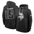 MN.Vikings #15 Dallas Turner Player 2026 Black Logo Pullover Hoodies Limited Game Cooneas Stitched Jerseys