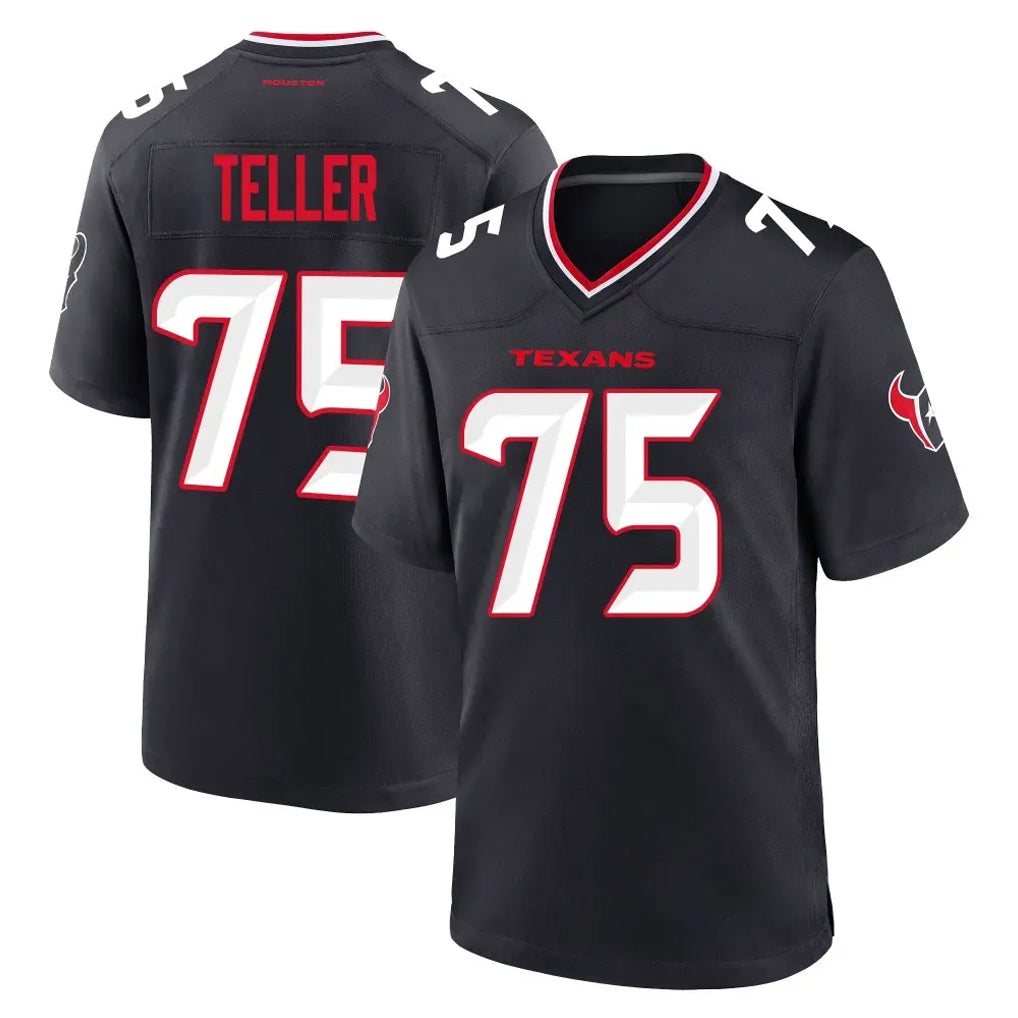 H.Texans #75 Wyatt Teller Player Navy Team Home Game Cooneas Stitched Jerseys